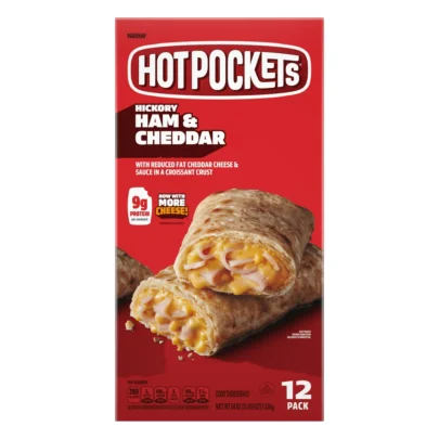 Hot Pockets Frozen Snacks, Ham and Cheddar Croissant Crust, 12 Sandwiches, 54 oz (Frozen)