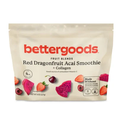 bettergoods Red Dragonfruit Acai + Collagen Smoothie Mix, 8 oz (Frozen)